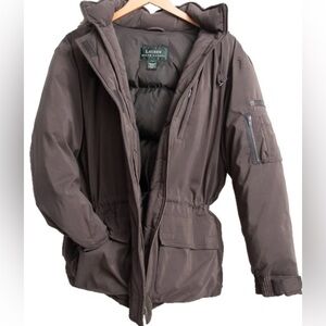 Lauren Ralph Lauren Women's Gray Down Parka Faux Fur Trimmed Hoodie Medium